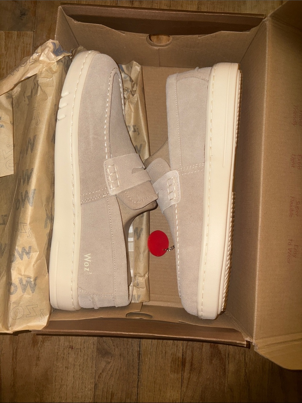 WOZ? Suede Penny Loafers in Light Taupe